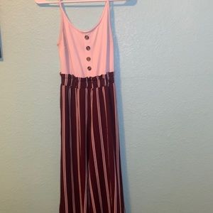 Maroon striped jumpsuit